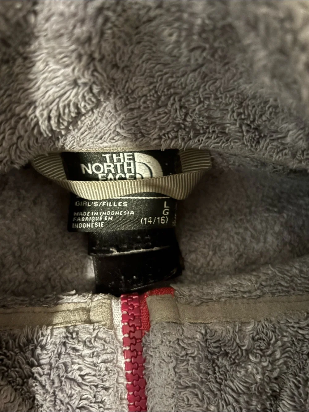 The North Face Kids Grey Fleece Jacket with Pink Zipper